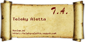 Teleky Aletta névjegykártya